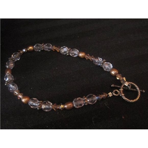 Vintage STERLING SILVER Citrine Gemstones Crystal Necklace & Bracelet Set Parure - Picture 9 of 10